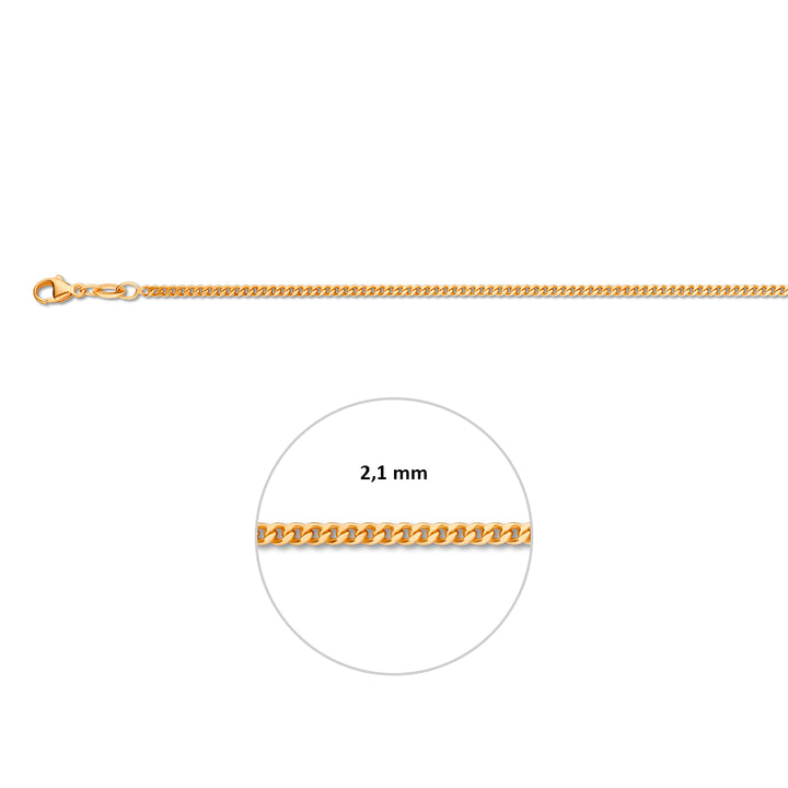 Doublé rosékleurig lengtecollier - gourmette 2,1mm