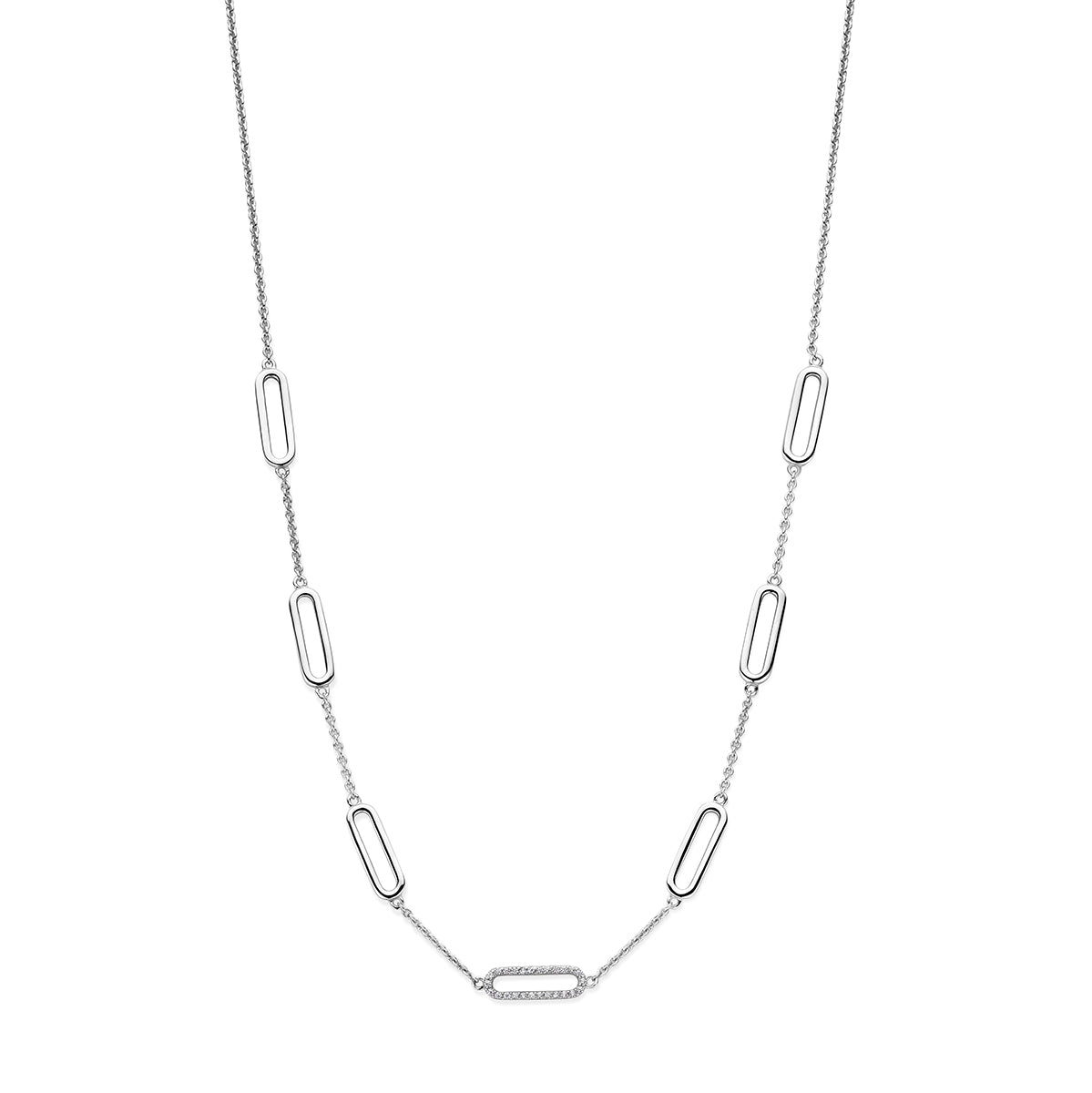 Zilveren collier zirkonia | 42-45cm