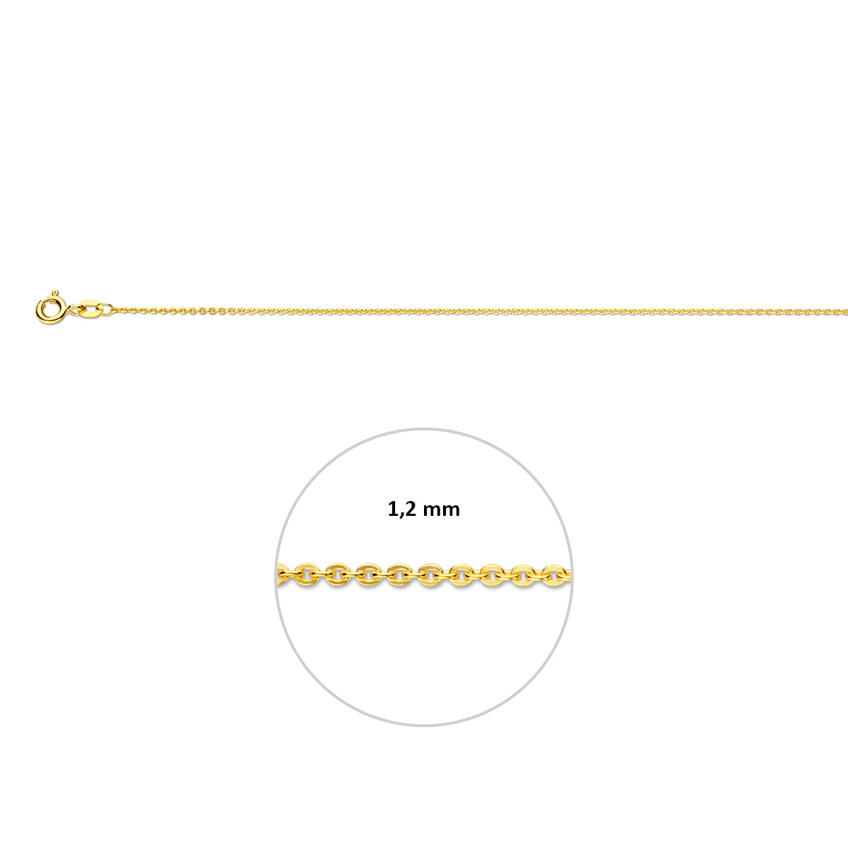 14krt geelgouden collier anker plat 1,2mm - 41-43-45cm