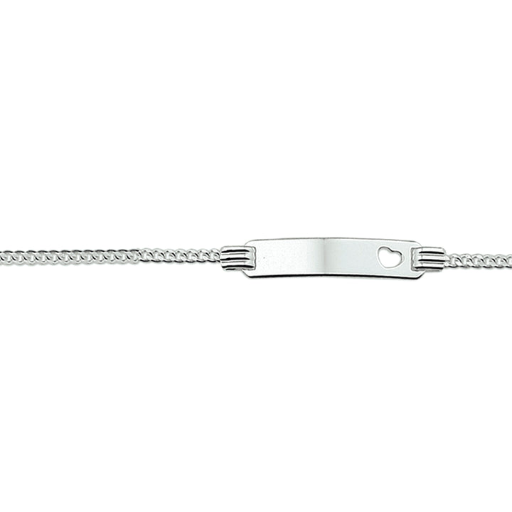 Zilveren graveerarmband hart gourmette plaat 19x4,2mm. 11-13cm