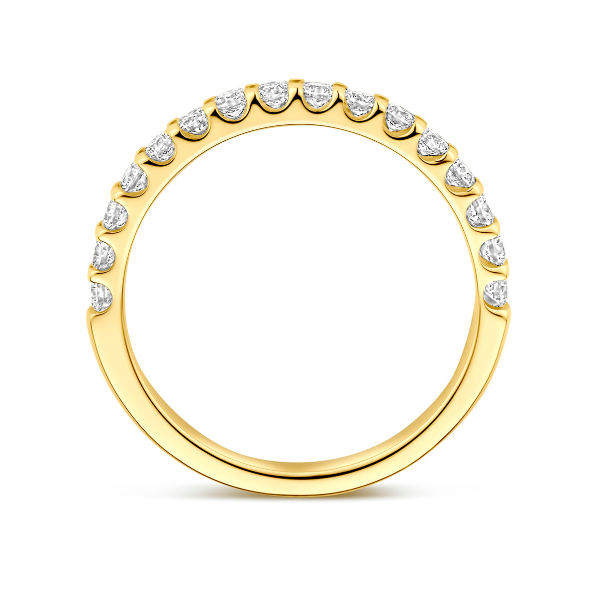Facette - 14krt geelgouden memoire ring met LG diamant 16-0,51ct GHSI