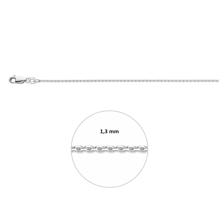 Zilveren lengtecollier - anker gediamanteerd 1,3mm