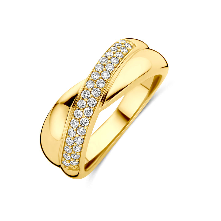 Facette - 14krt geelgouden ring met LG diamant 0.29ct GHSI