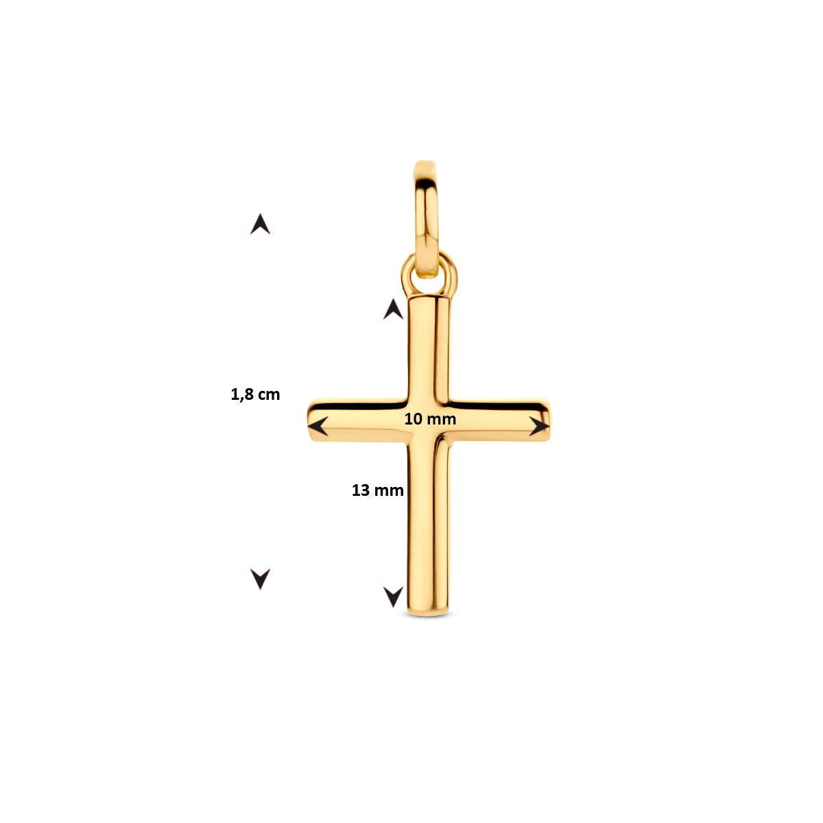 14krt geelgouden hanger kruis 10x13mm