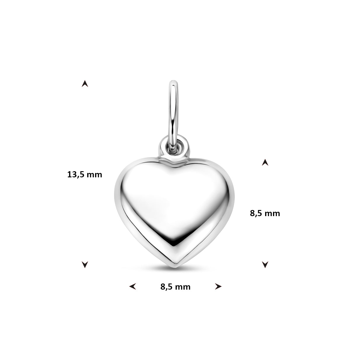 Zilveren hanger hartje | 6,5x8,5mm