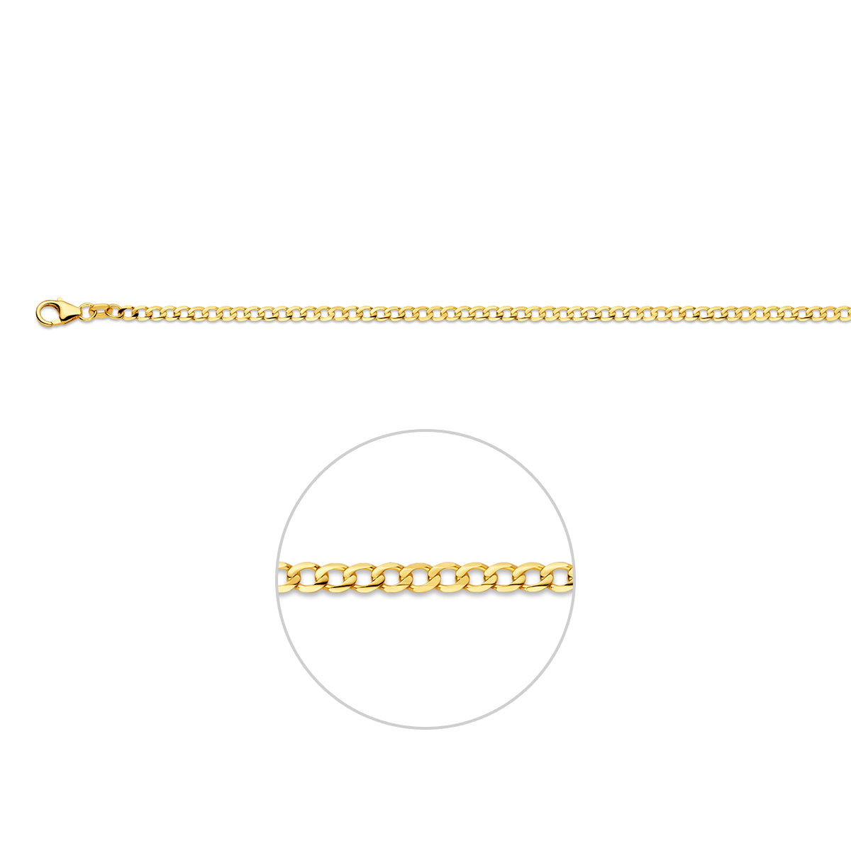 14krt geelgouden collier gourmette 6-zijdes geslepen 2,6mm