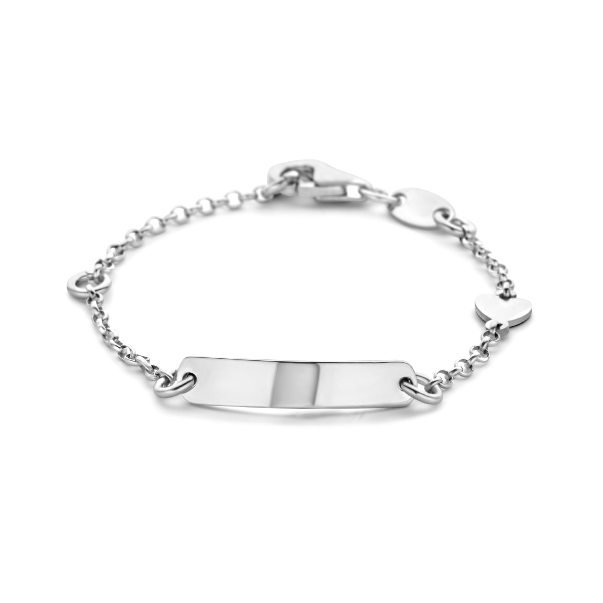 Zilveren graveerarmband hart plaat 4,0mm | 11-13cm