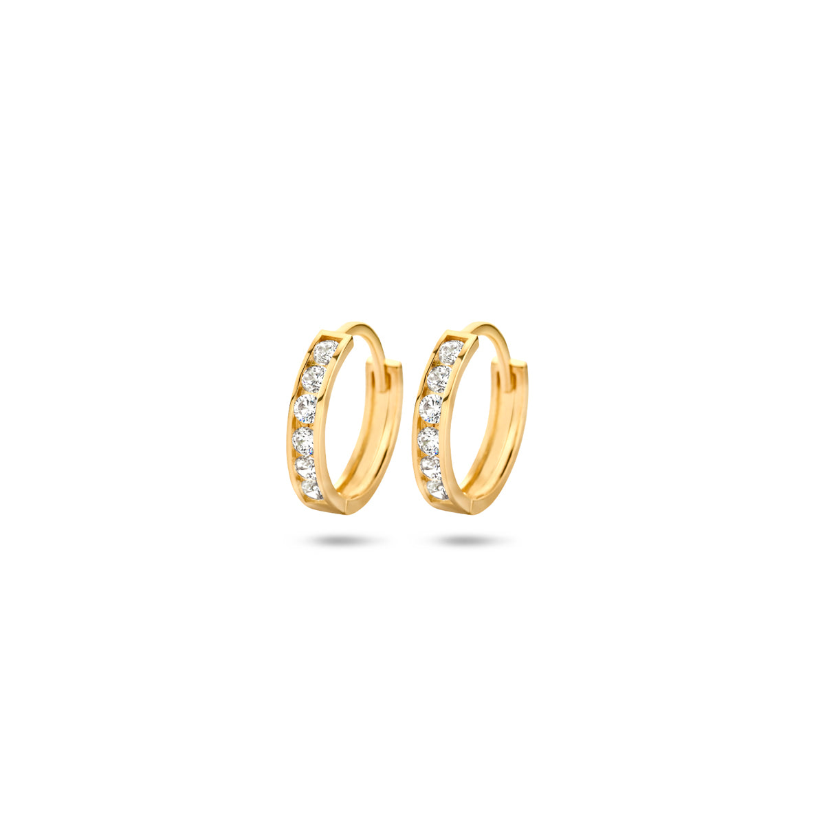 14krt geelgouden klapoorringen met zirkonia | 2,3x11mm