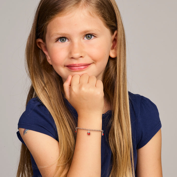 Zilveren armband emaille lieveheersbeestjes 2.4mm | 13-16cm