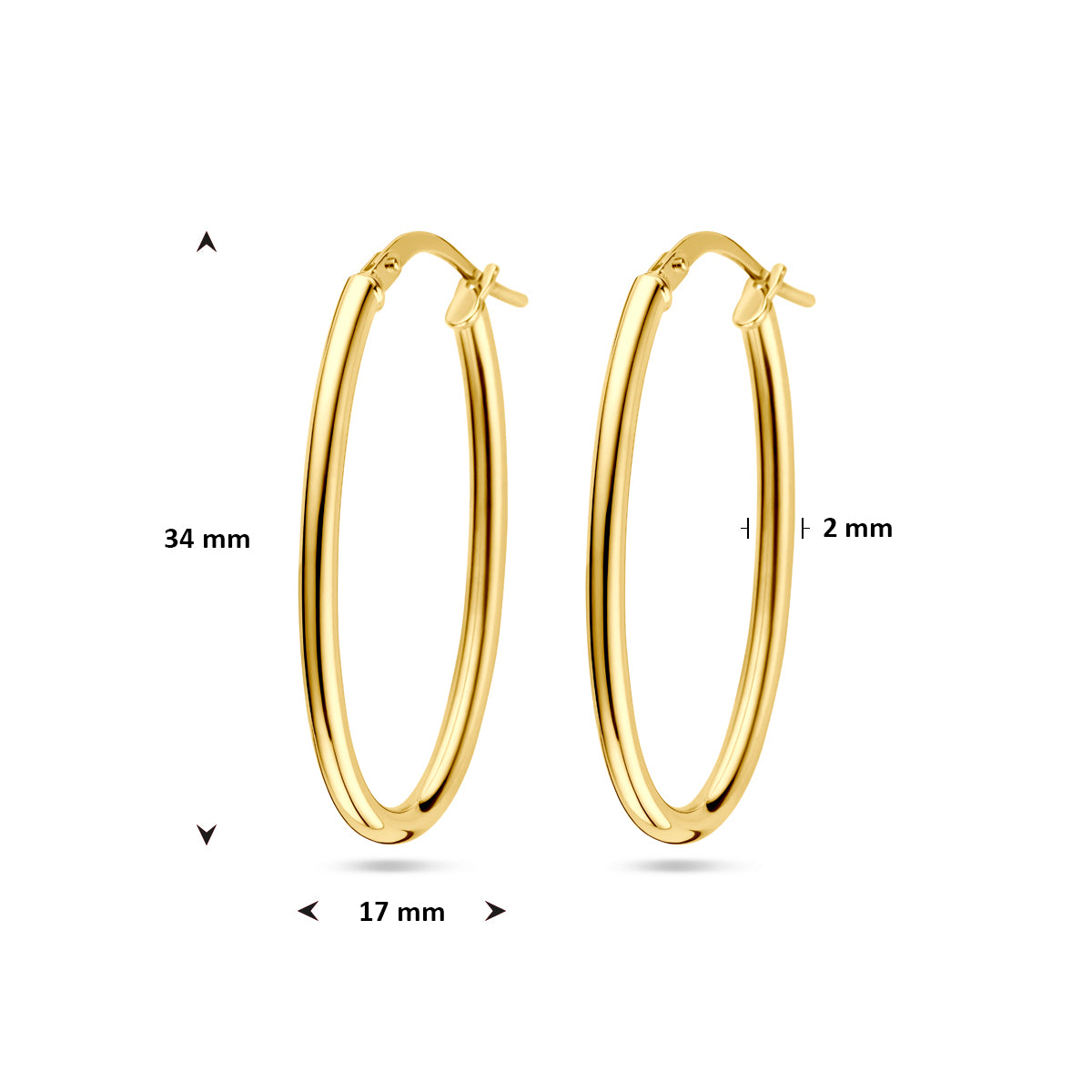 Silgold oorringen ovaal ronde buis | 34*2mm