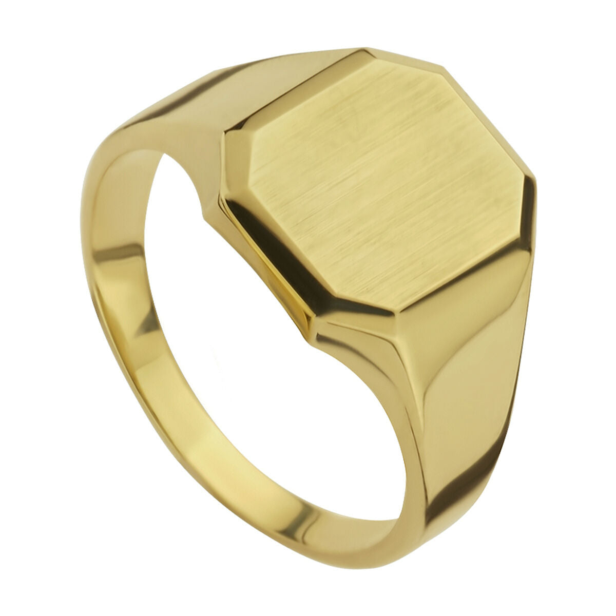 14krt geelgouden herenring massief mat gediamanteerd 14,5x12,5mm