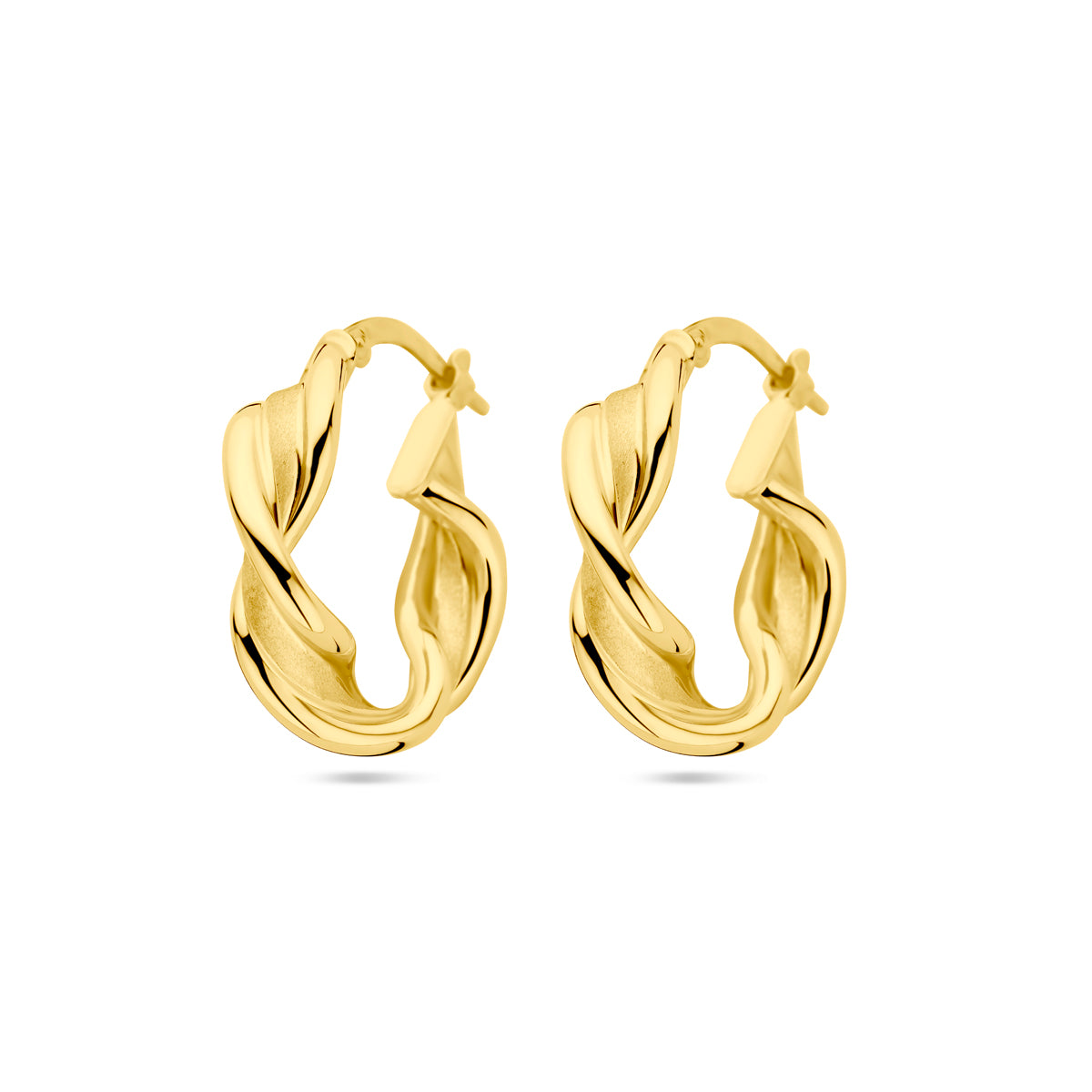 14krt geelgouden gedraaide oorringen 21,5mm