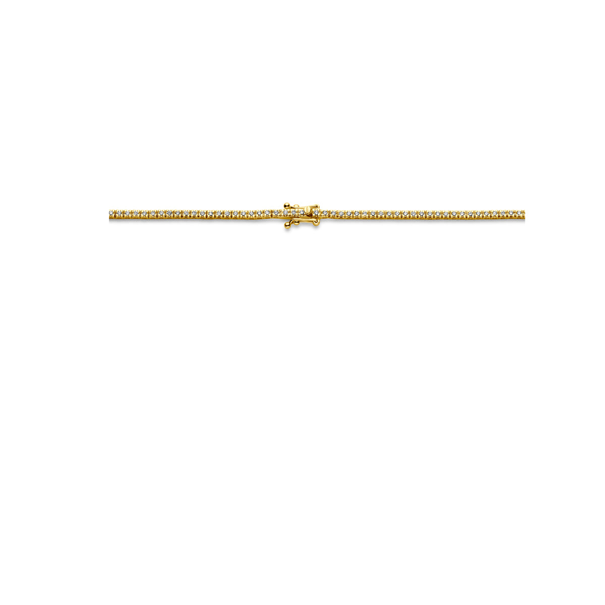 14krt geelgouden tenniscollier met 2.00ct lab grown diamant GSI | 1,9mm | 42cm