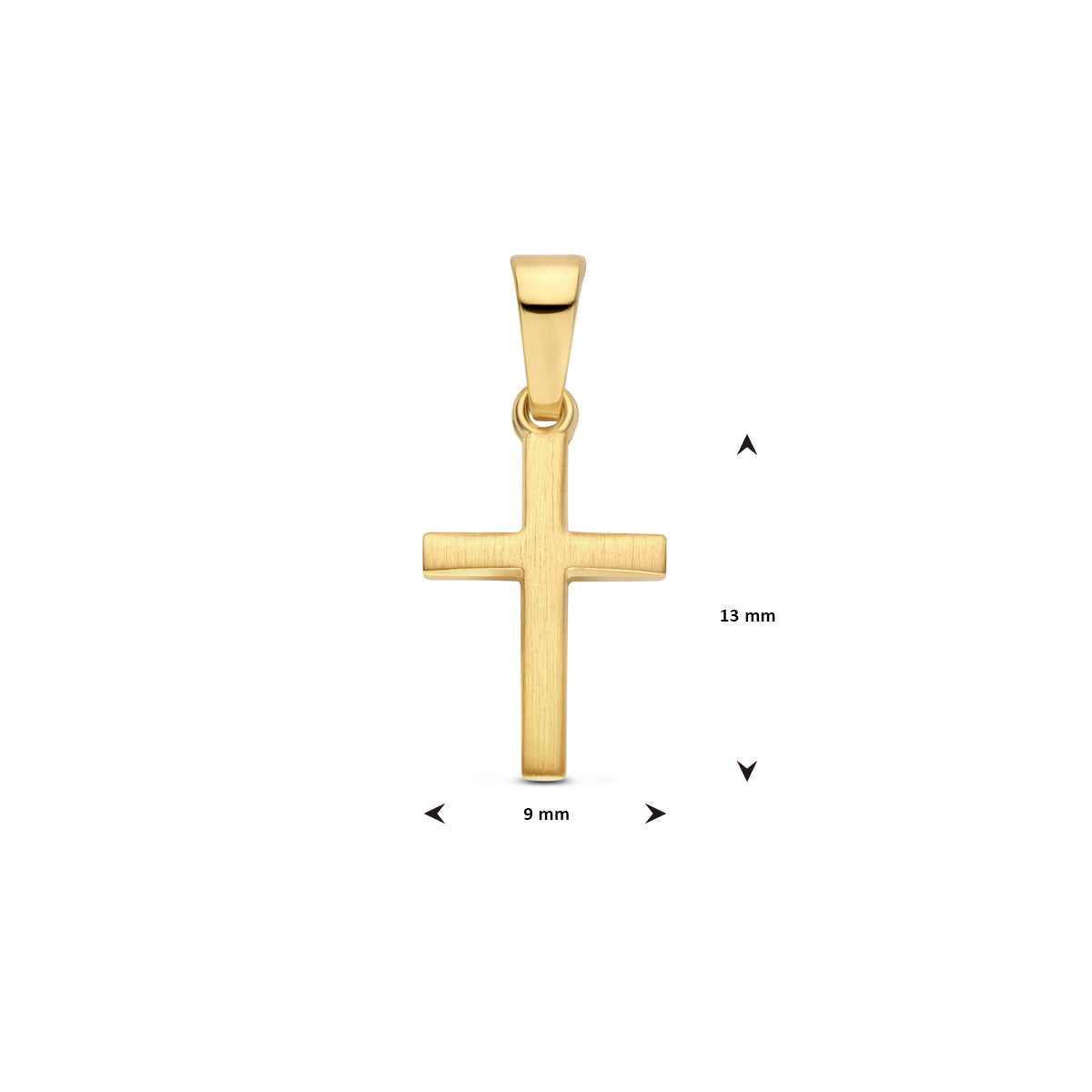 14krt geelgouden hanger kruis mat 13x9mm