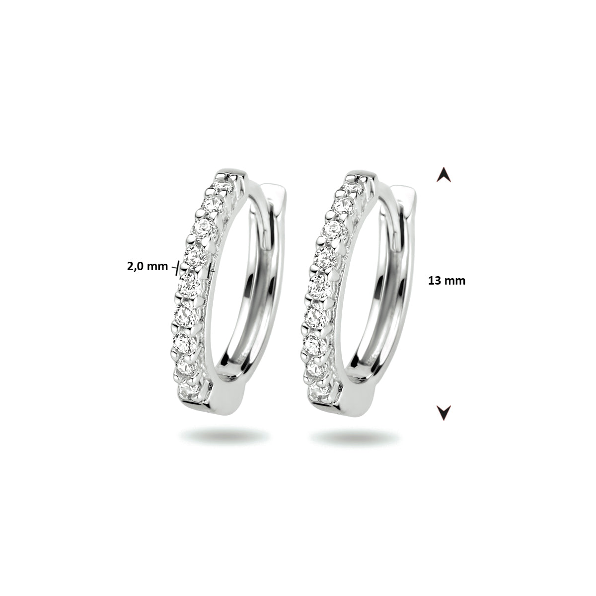 Zilveren klapoorringen zirkonia | 13x2mm