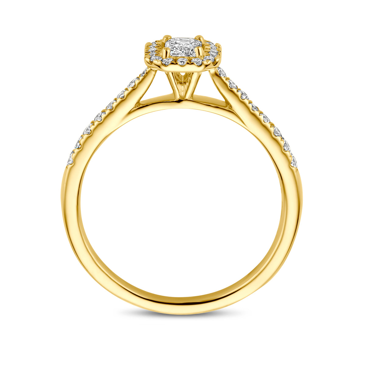 Facette - 14krt geelgouden ring met LG diamant 0,485ct GHSI