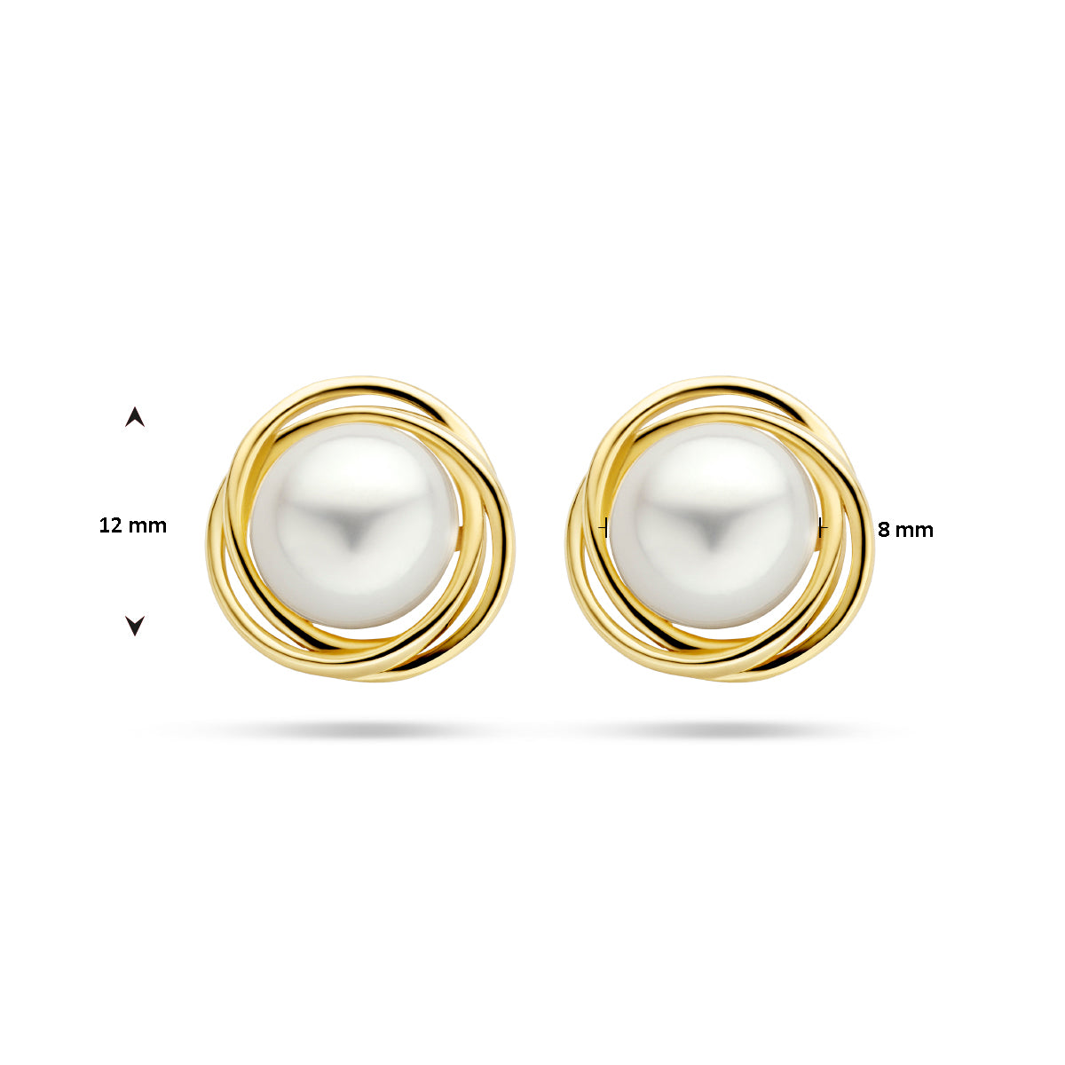 14krt geelgouden oorstekers met zoetwaterparel 8mm
