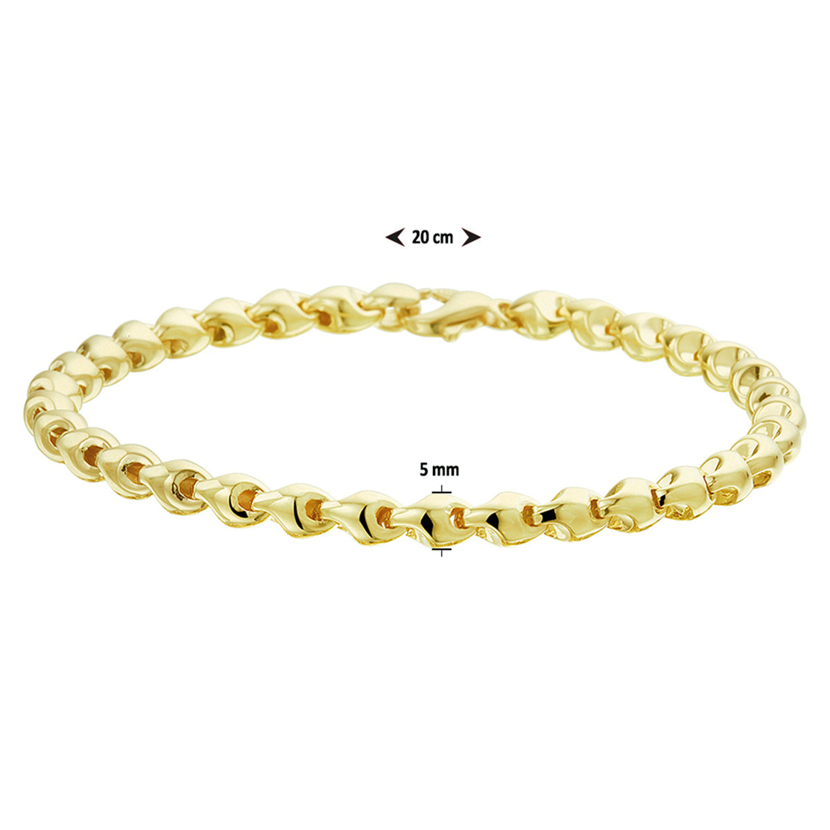 14krt geelgouden armband 5mm- 19cm