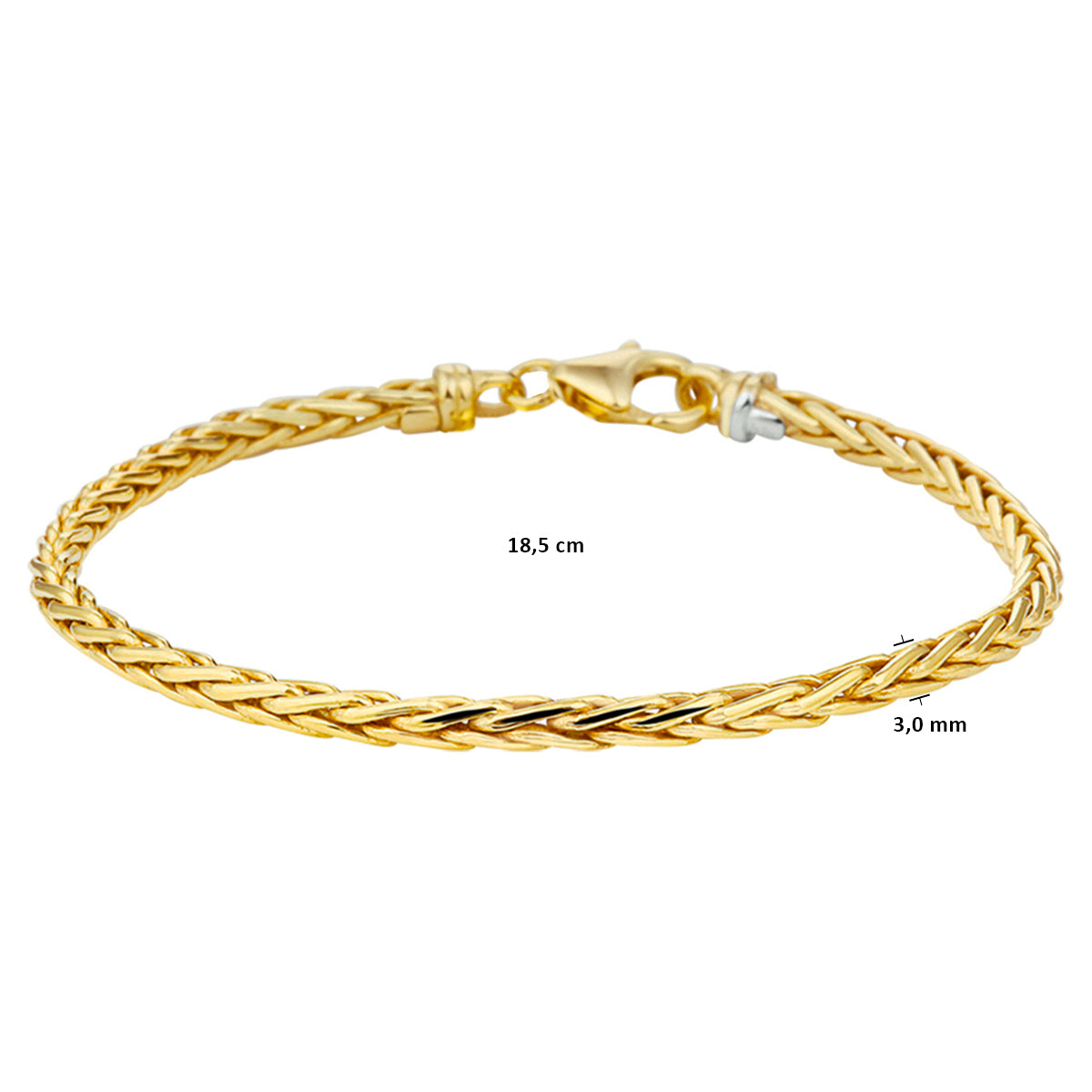 Silgold armband vossestaart 3,0mm | 18,5cm