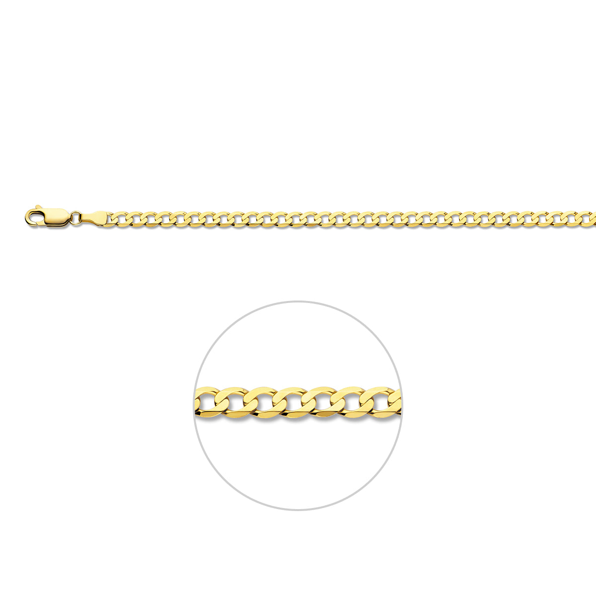 14krt geelgouden collier gourmette 6-zijdes geslepen 3,9mm - 60cm