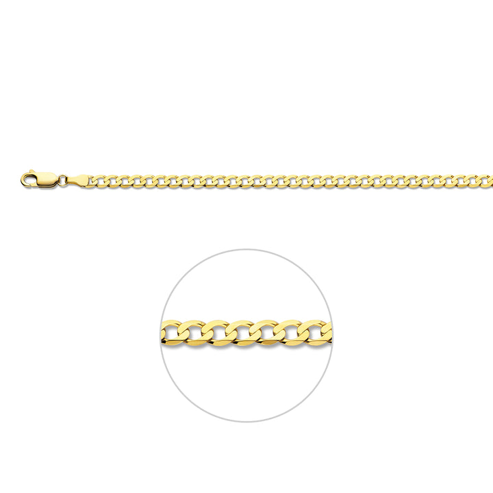 14krt geelgouden collier gourmette 6-zijdes geslepen 3,9mm - 60cm