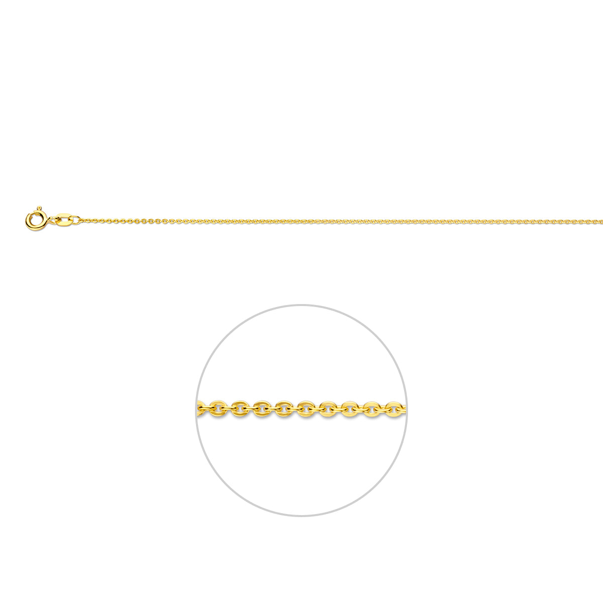 14krt geelgouden collier anker plat 1,2mm - 41-43-45cm