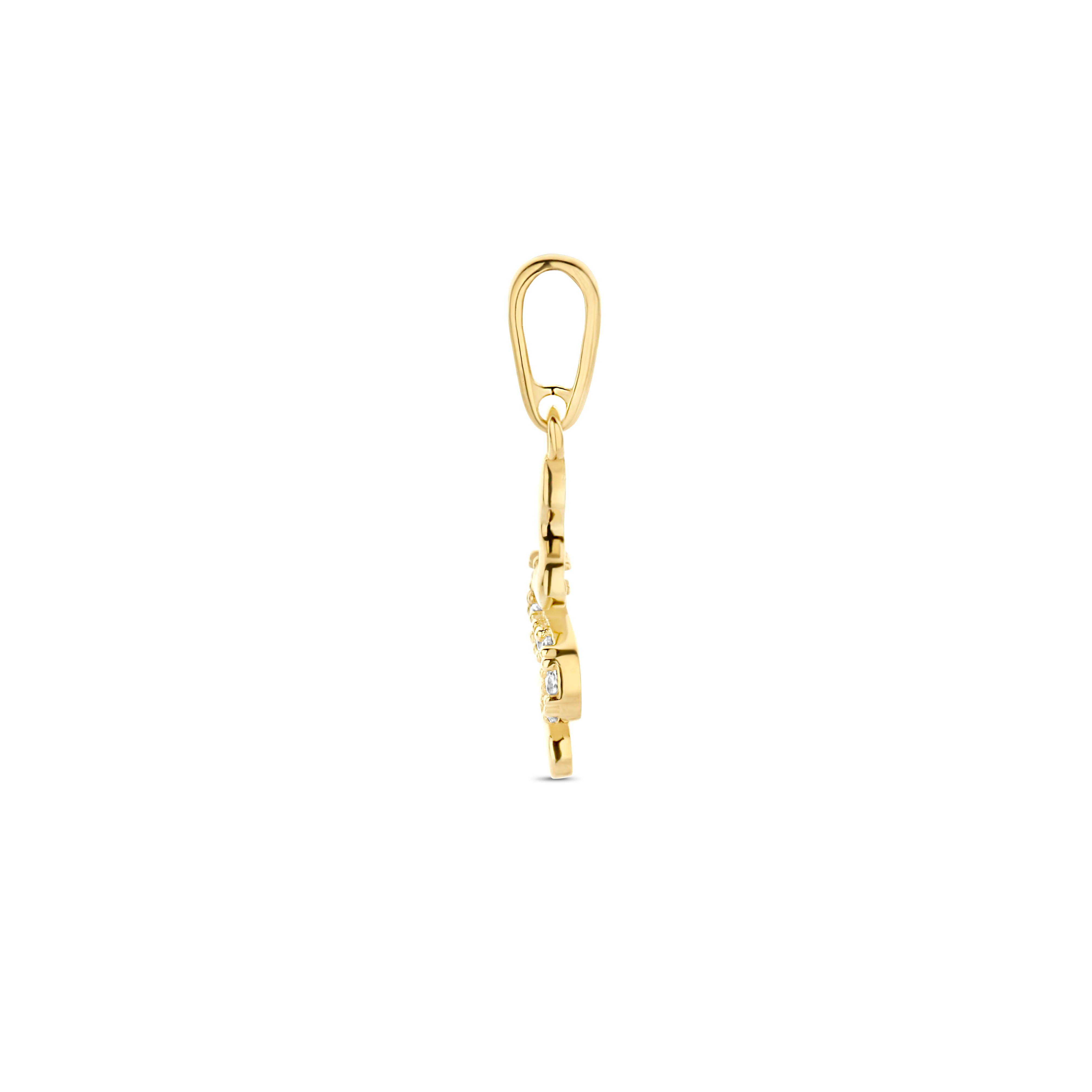 14krt geelgouden hanger slang zirkonia | 12,5x6mm