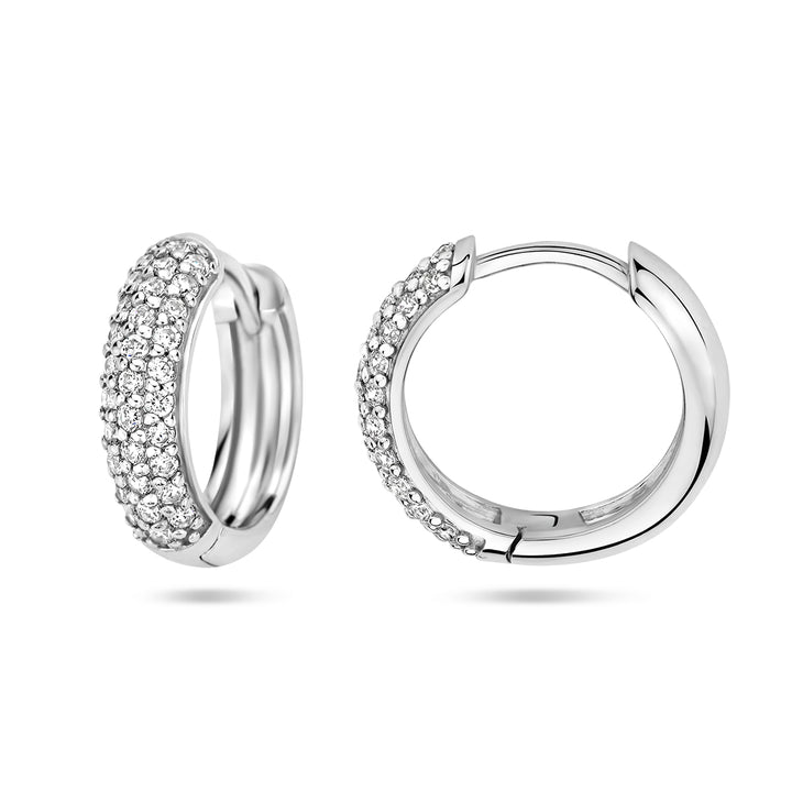 Zilveren klapoorringen zirkonia | 15,5x4mm