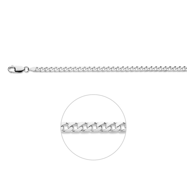 Zilveren lengtecollier - gourmette 6-zijdes geslepen 4mm
