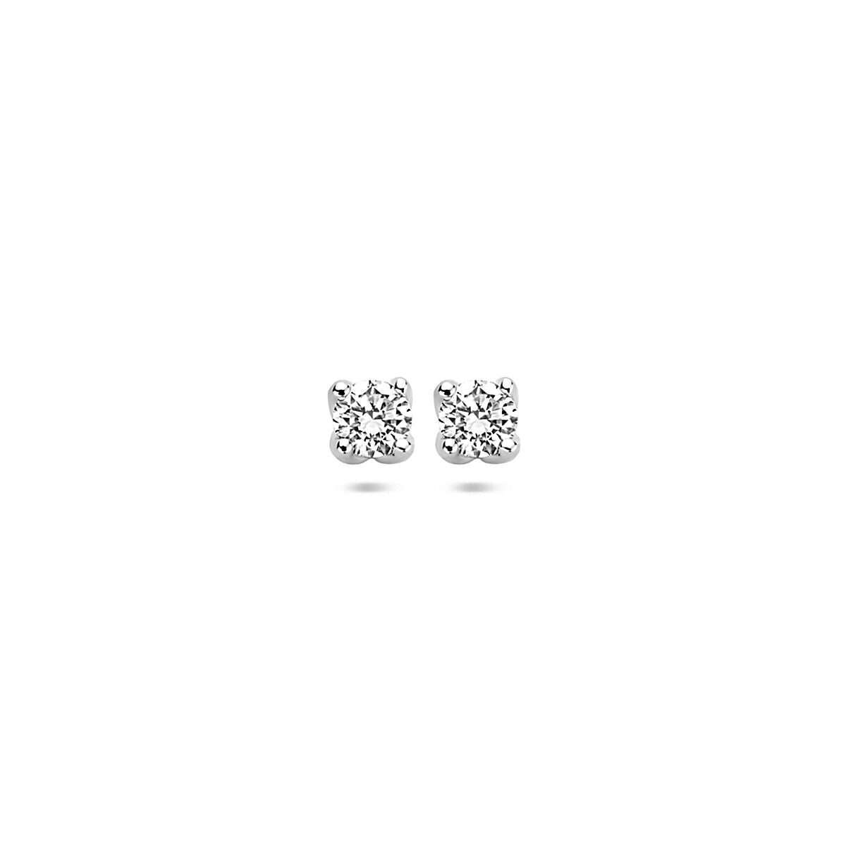 14krt witgouden oorsteker zirkonia | 3mm