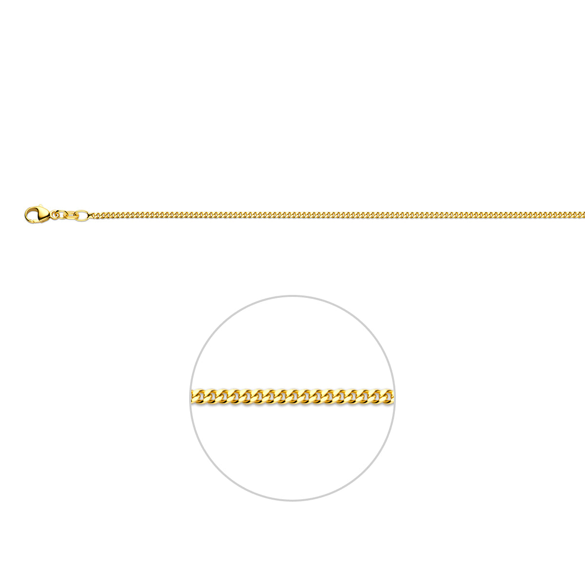 Doublé geelkleurig lengtecollier - gourmette 1,6mm
