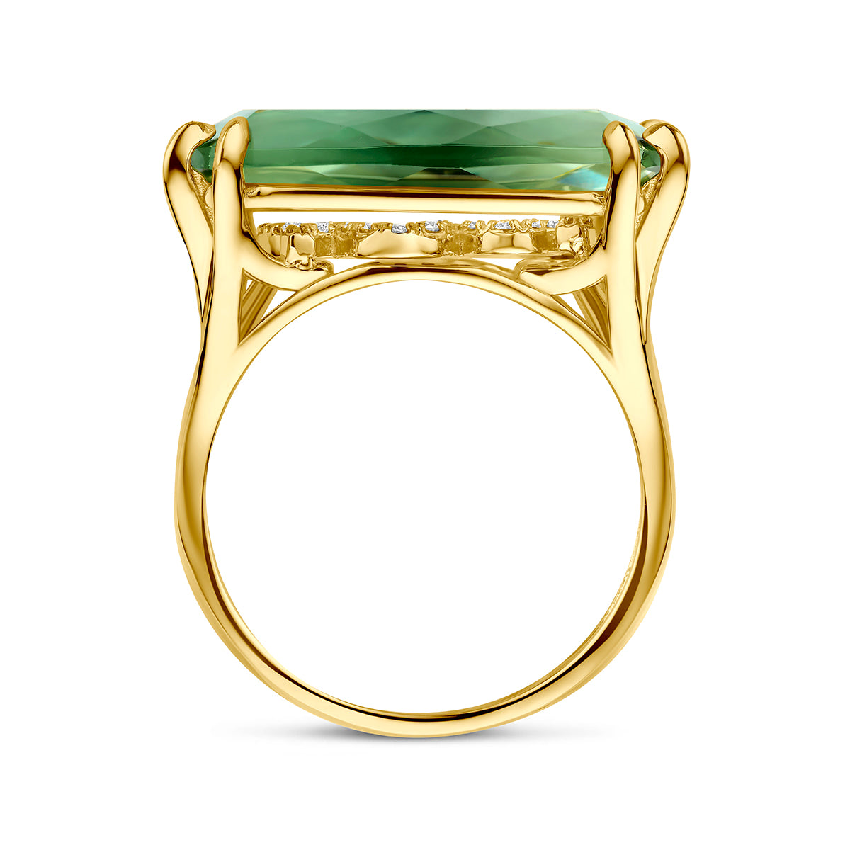 14krt geelgouden ring met diamant 0.14ct HSI | Amethist