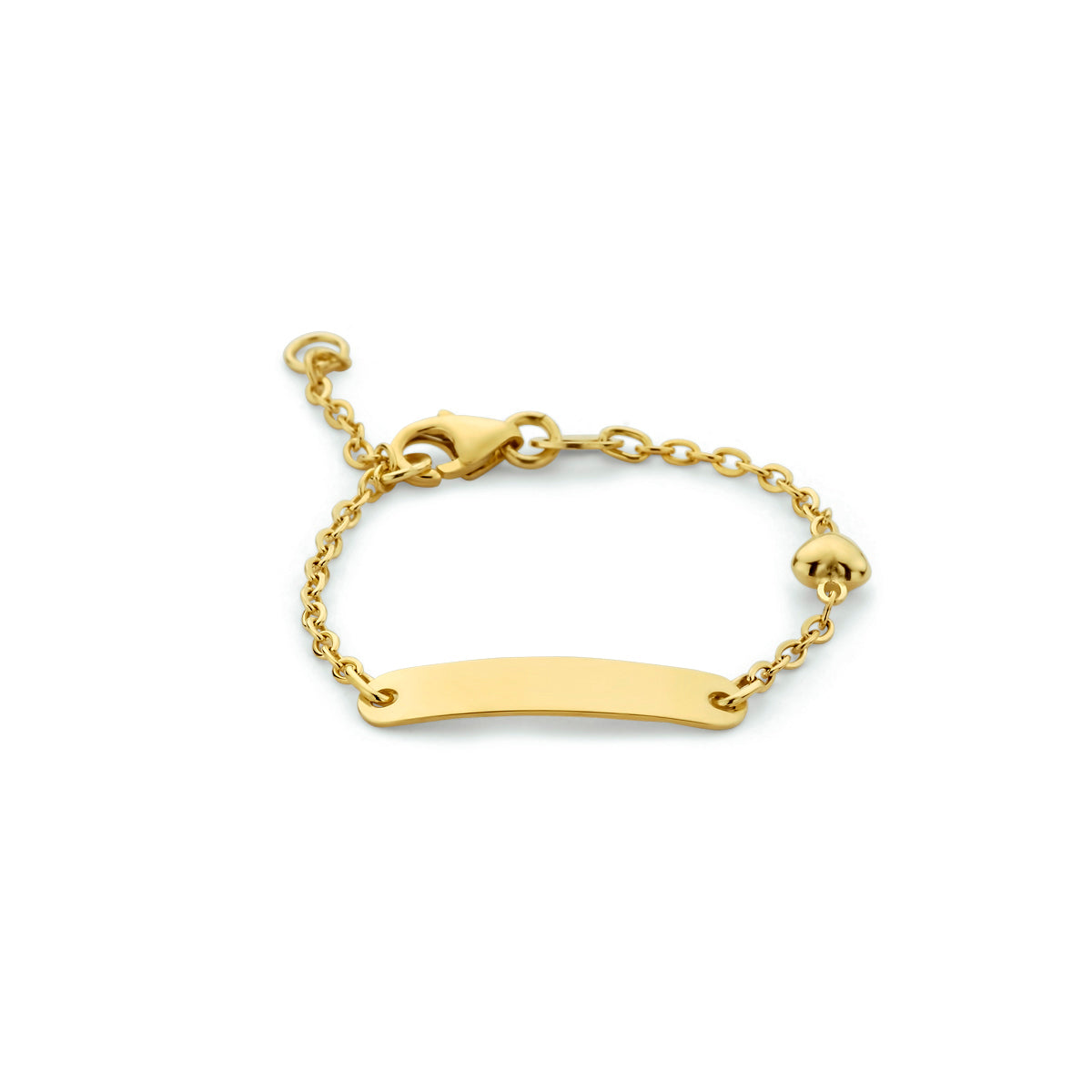 9krt geelgouden graveerarmband anker hartje plaat 4mm | 11-13cm