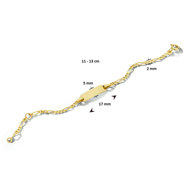9krt geelgouden graveerarmband figaro plaat 5mm | 11-13cm