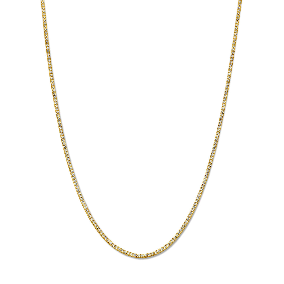 14krt geelgouden tenniscollier met 3.00ct lab grown diamant GSI | 2,2mm | 42cm