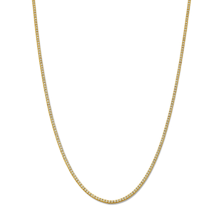 14krt geelgouden tenniscollier met 3.00ct lab grown diamant GSI | 2,2mm | 42cm