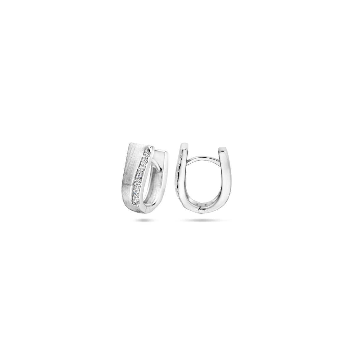Zilveren klapoorringen zirkonia | 14x5,5mm