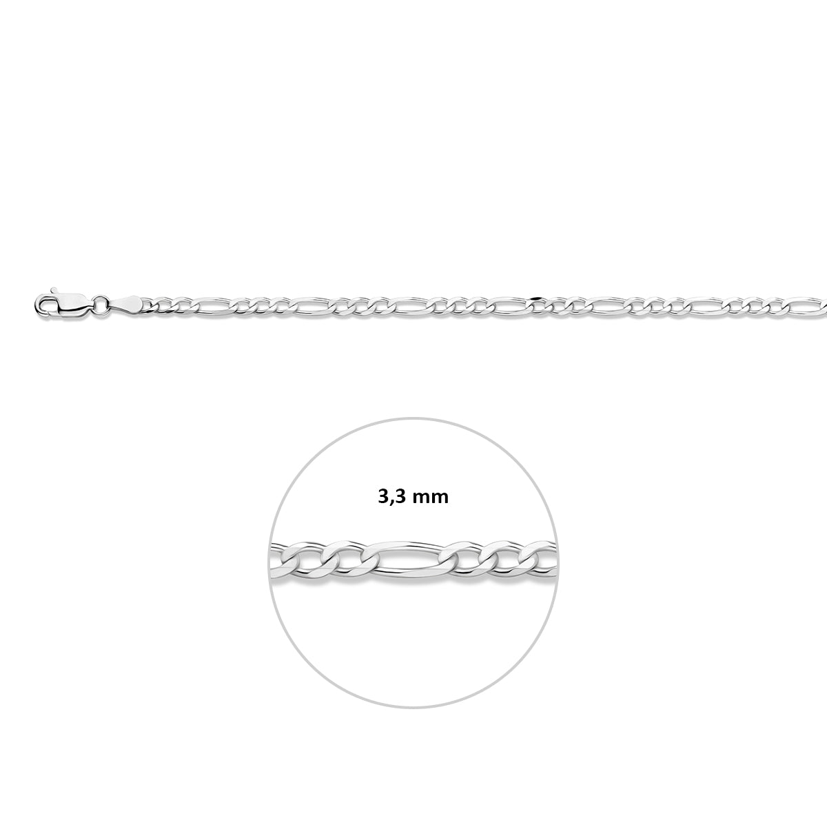 Zilveren lengtecollier - Figaro 3.3mm