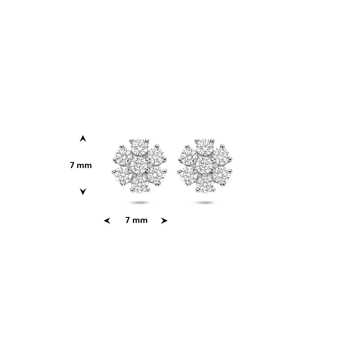 Zilveren oorknoppen bloem zirkonia | 7x7mm