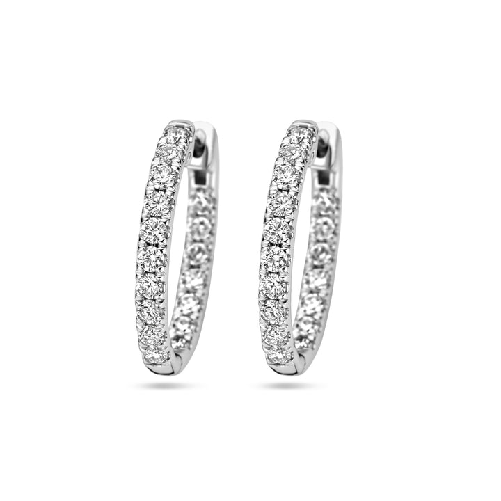 Facette - 14krt witgouden creolen met LG diamant 0,96ct GHSI | 20x2,5mm