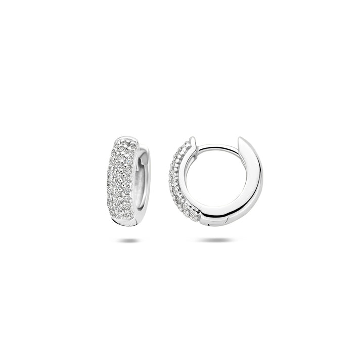 Zilveren klapoorringen zirkonia | 12x3,5mm