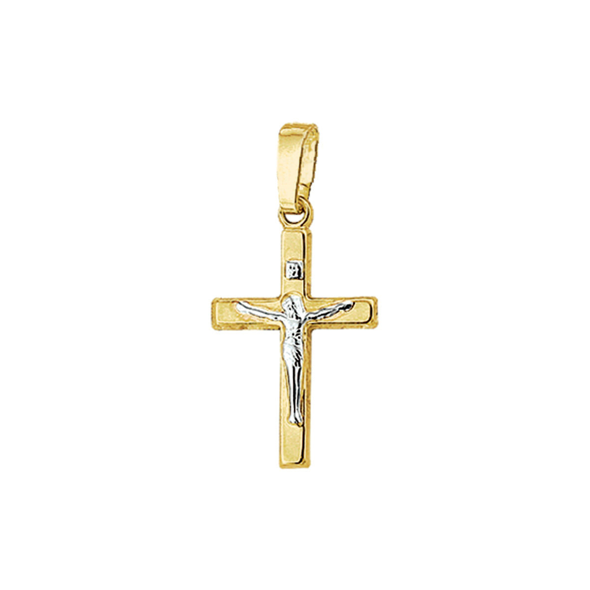 14krt bicolor gouden hanger kruis corpus 16.5x11.5mm