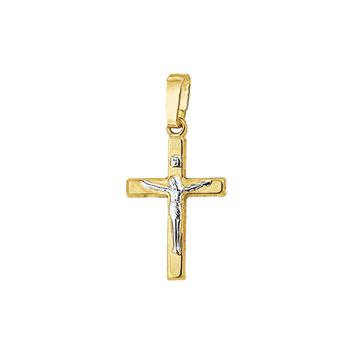 14krt bicolor gouden hanger kruis corpus 16.5x11.5mm