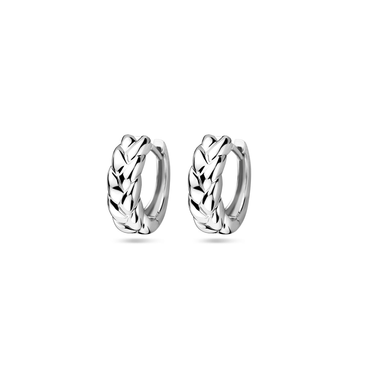 Zilveren klapoorringen schakelmotief | 12,5x4,5mm