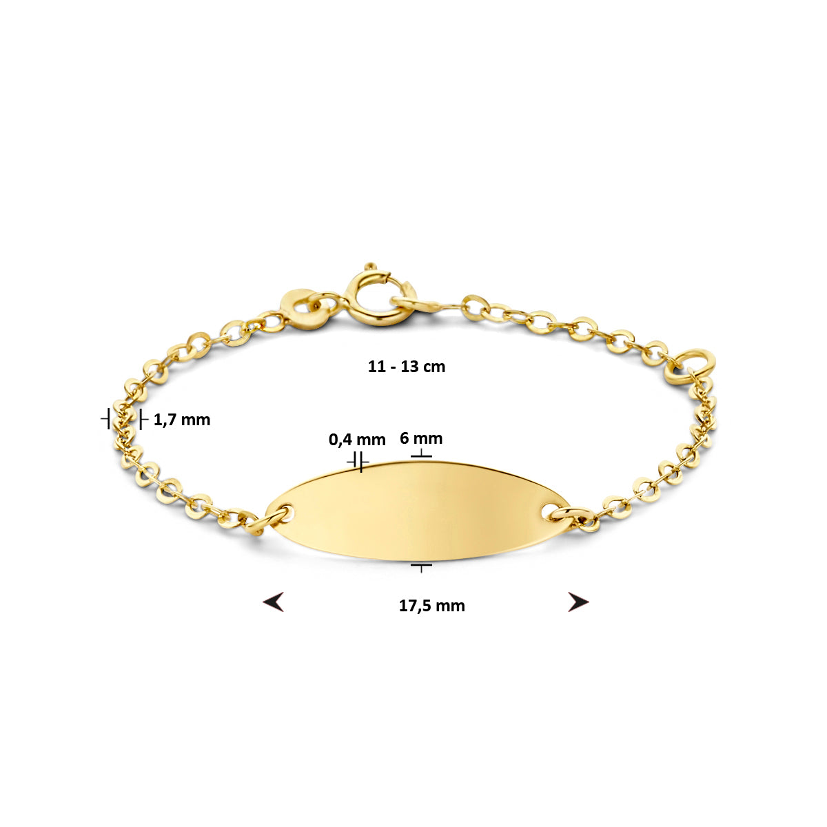 9krt geelgouden graveerarmband anker plaat 6mm | 11-13cm