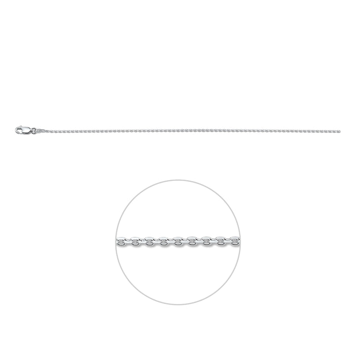 Zilveren lengtecollier - anker gediamanteerd 1,1mm