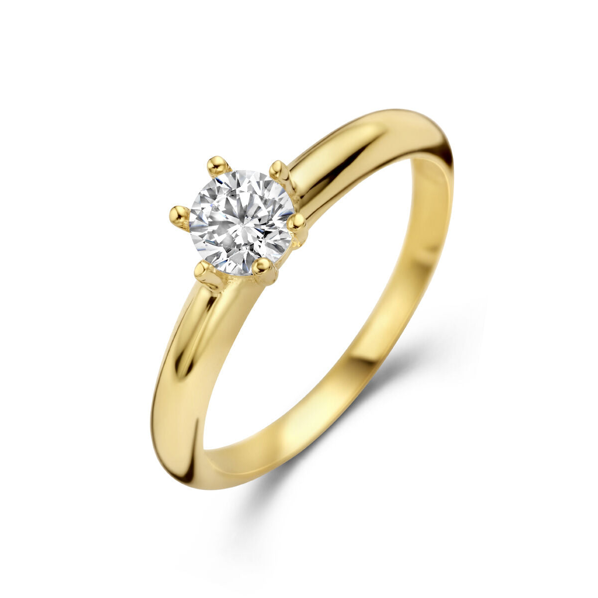 14kt geelgouden ring zirconia 5,5mm