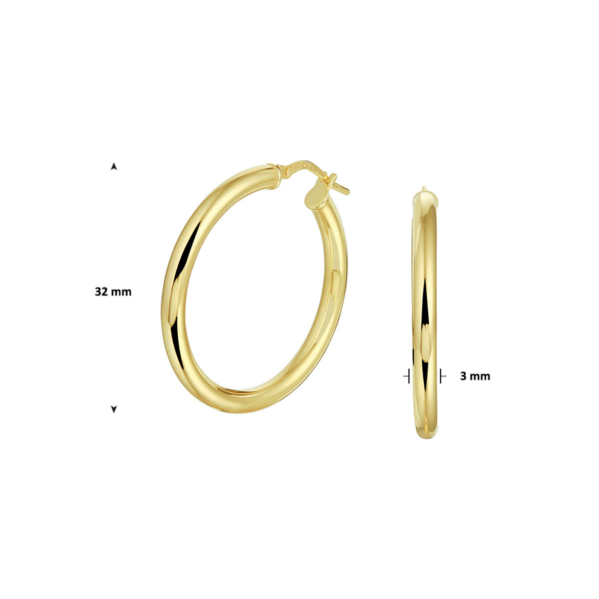 Silgold oorringen ronde buis | 32*3mm