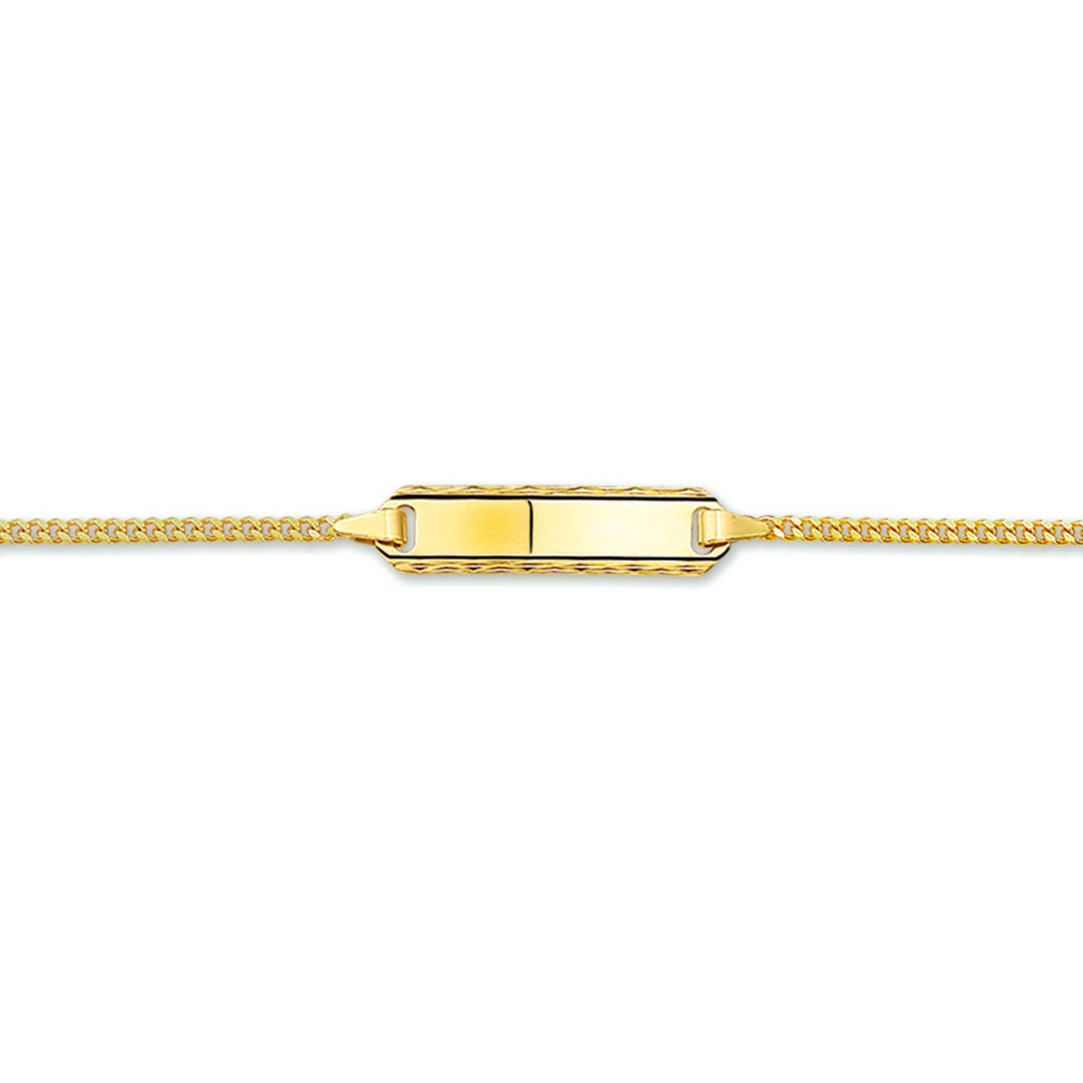14krt geelgouden graveerarmband gourmette geslepen plaat 5mm - 12-14cm