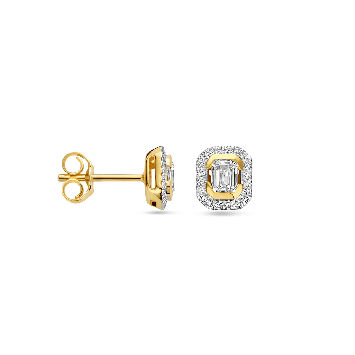 14krt geelgouden oorstekers met diamant 0.51ct (2x0.255ct) HSI | 7x6mm